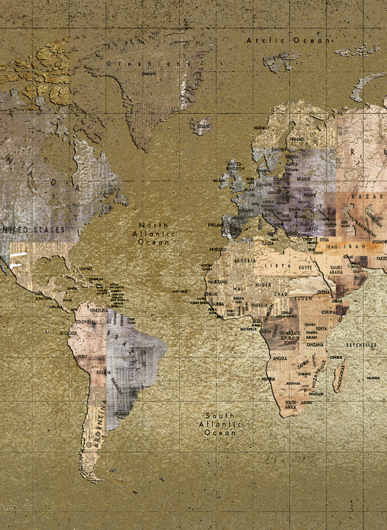 Coordonne Mural Newspaper Map-9029