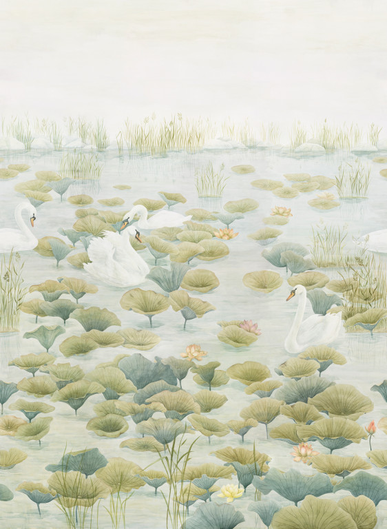 Sian Zeng Papier peint panoramique Classic Swan Lake - Green-9259.1 Sian Zeng Papier peint panoramique Classic Swan Lake - Green-9259.1