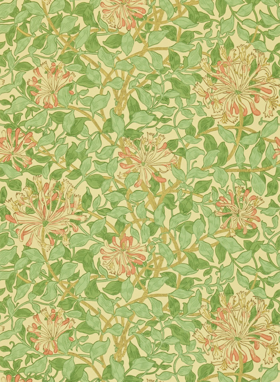 Morris & Co Carta da parati Honeysuckle - Green/ Beige/ Pink-9346.4 Morris & Co Carta da parati Honeysuckle - Green/ Beige/ Pink-9346.4