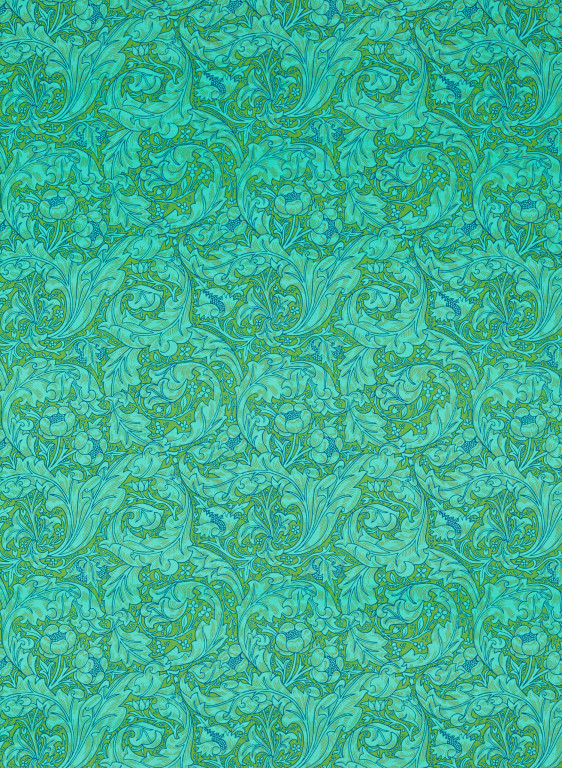 Morris & Co Papier peint Bachelors Button - Olive/ Turquoise-9358.1