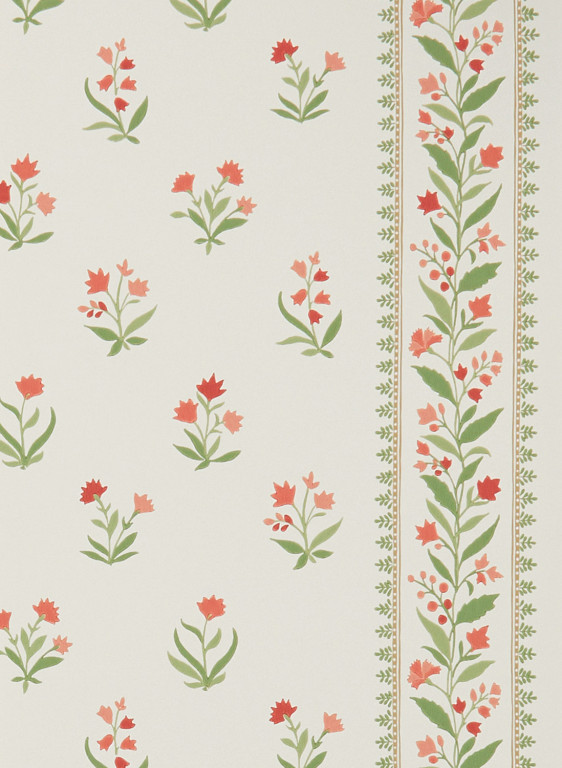 Nina Campbell Papier peint Petit Dapuri - Coral/ Sage-9564.2 Nina Campbell Papier peint Petit Dapuri - Coral/ Sage-9564.2