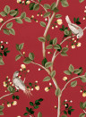 Coordonne Wallpaper Birds Prosperity - Ruby