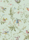 Cole & Son Papier peint Hummingbirds - Multi/ Old Olive on Duck Egg