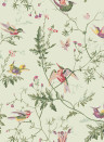 Cole & Son Papier peint Hummingbirds - Multi/ Old Olive on Eau Du Nil