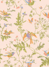 Cole & Son Papier peint Hummingbirds - Tangerine/ Olive on Blush