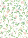 Cole & Son Papier peint Flora - Blush Sage/  Mulberry on Cream
