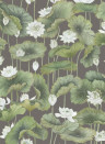 Cole & Son Tapete Lily Lotus - White on Charcoal