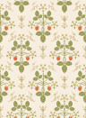 Cole & Son Papier peint Strawberry - Poppy/ Spring Green & Metallic Gold on Stone