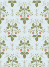 Cole & Son Papier peint Strawberry - Olive on Print Room Blue