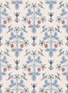 Cole & Son Papier peint Strawberry - China Blue on Cream