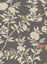 Cole & Son Wallpaper Roseberry with Birds - Soft Charcoal