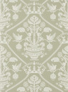 Sanderson Wallpaper Highgrove Damask - Silver Green