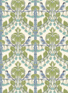 GP & J Baker Tapete Birds & Cherries - Green/ Blue