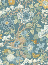 GP & J Baker Wallpaper Little Magnolia - Denim/ Ochre
