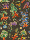 GP & J Baker Wallpaper Gertrude - Charcoal/ Jewel