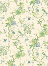 GP & J Baker Tapete Oriental Bird - Green/ Blue