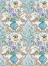 Osborne & Little Papier peint Sundara - Aqua/ Violet