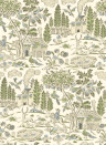 GP & J Baker Wallpaper Home Park - Soft Green/ Blue