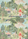 Zoffany Wallpaper Peacock Garden - Green/ Coral