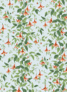 Cole & Son Tapete Fuchsia - Coral and Leaf Green on Powder Blue