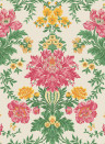 Cole & Son Tapete Poppies - Soft Fuchsia/ Buttercup and Fern on Cream