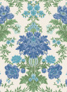 Cole & Son Tapete Poppies - Sapphire/ Cerulean and Moss on Stone