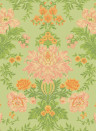 Cole & Son Tapete Poppies - Peach/ Marigold and Grass on Soft Green