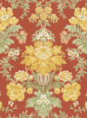 Cole & Son Tapete Poppies - Soft Yellow/ Cream and Spring Green on Terracotta