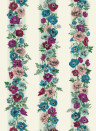 Edmond Petit Carta da parati Rayure d'Anémones - Fuschia/ Bleu
