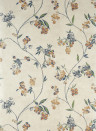 Anna French Tapete Edo Bloom - Apricot and Slate on Pearl