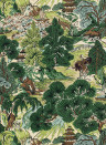 Thibaut Tapete Pagoda Trees - Brown and Green