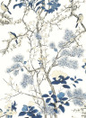 Thibaut Carta da parati Katsura - Blue and White