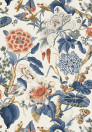 Thibaut Wallpaper Hill Garden - Brick and Navy