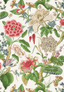 Thibaut Wallpaper Hill Garden - Coral and Green