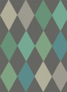 Cole & Son Papier peint Punchinello - Teal on Charcoal