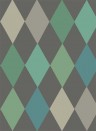 Tapete Punchinello von Cole & Son - Teal on Charcoal