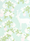 Majvillan Carta da parati Apple Garden - Soft Turquoise/ Green/ Pink/ Cream White