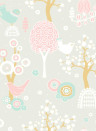 Majvillan Wallpaper Cherry Valley Soft Grey/ Pink/ Turquoise/ Brown/ Cream White