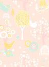 Majvillan Wallpaper Cherry Valley Lovely Pink/ Yellow/ Turquoise/ Cream White