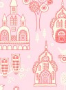 Majvillan Tapete Palace Garden - Pink/ Red/ Cream White