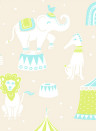 Majvillan Wallpaper Circus Beigegrey/ Turquoise/ Green/ Cream White