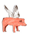 Magnet Flying Pig von Sian Zeng - Pink