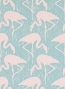 Vintagetapete Flamingos von Sanderson - Turquoise/ Pink