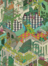 Cole & Son Carta da parati Miami - Green/ Coral
