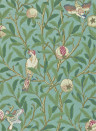 Morris & Co Papier peint Bird & Pomegranate - Turquoise/ Coral