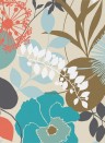 Harlequin Papier peint Doyenne - Sky/ Olive/ Coral