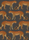 Cole & Son Wallpaper Leopard Walk Charcoal/ Orange