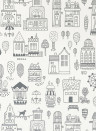 Majvillan Wallpaper Small Town Soft Black/ Cream White