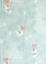 Majvillan Carta da parati Bambu - Soft Turquoise/ Brown/ Cream White