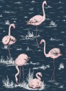 Cole & Son Papier peint Flamingos Icons - Ink & Alabaster Pink